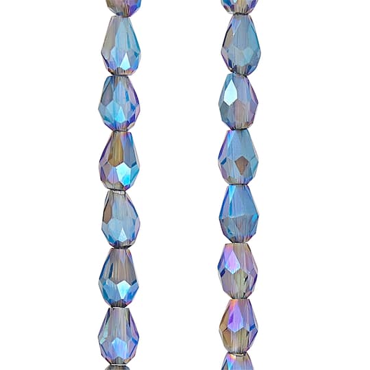 12 Pack: Blue Lustrous Teardrop Glass Beads, 6mm by Bead Landing&#x2122;